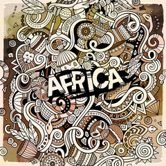 Cartoon cute doodles Africa illustration