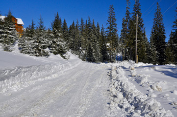 Winter road in mountains