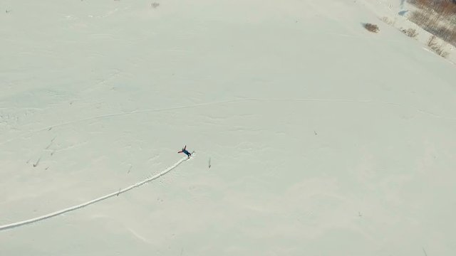 Freeride snowboarding. Aerial shot.