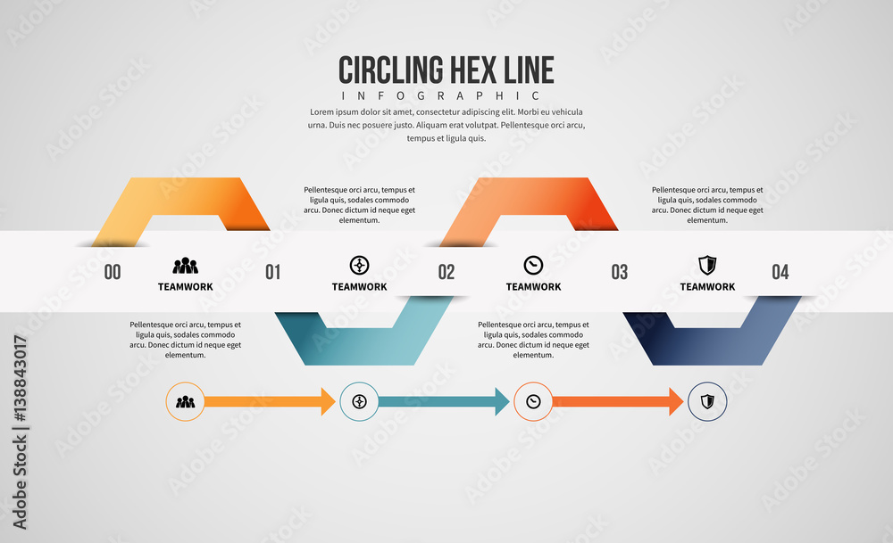 Wall mural circling hex line infographic