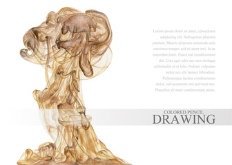 Background with abstract cloud of ink drawn by hand with colored pencils. Watercolor in water. Holi. Liquid ink. Pencil drawing. Place for text