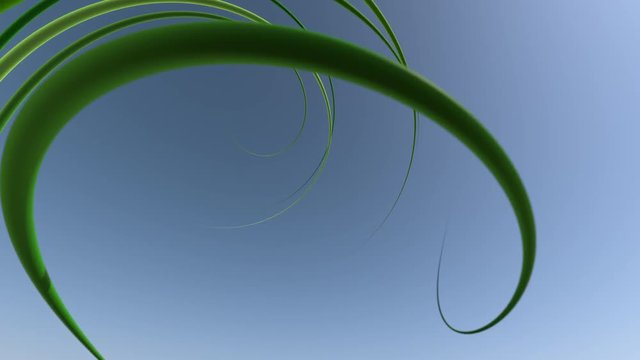 Swirly lines. Colorful glossy swirls flying through the air. Seamless loop
