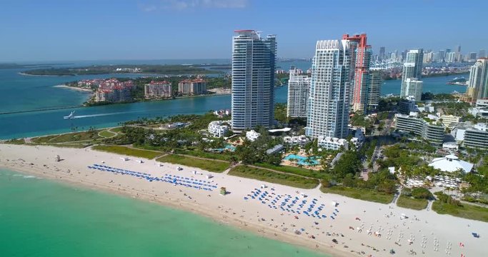 Flying by Miami Beach condominiums