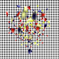 Multi-colored confetti and streamers on a transparent background