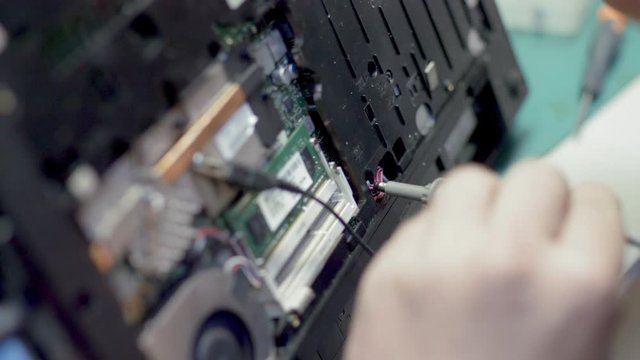 Computer repair, close-up view