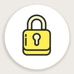 Vector round icon of linear flat lock