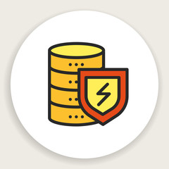 Vector round icon of linear flat server protection
