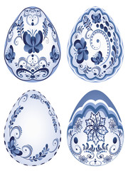 Blue Floral Easter Eggs
