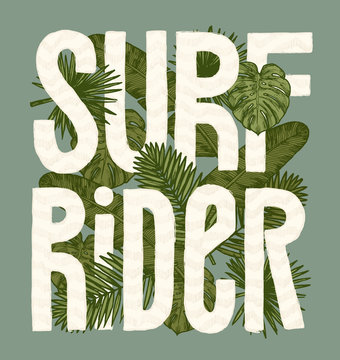 surf rider vuntage tropical leaves print 