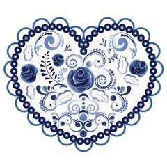 Blue Floral Heart