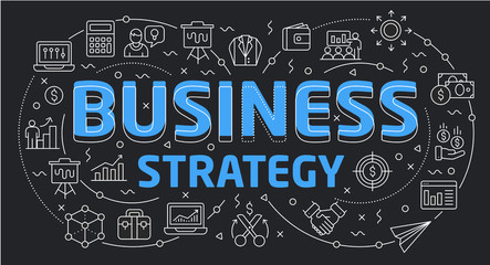 Linear flat illustration for presentations dark background  strategy