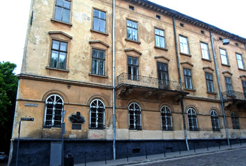 Street of old Lviv in the early morning, Ukraine - May 2016