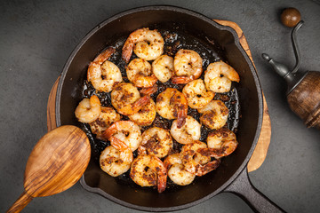 Shrimps in a skillet