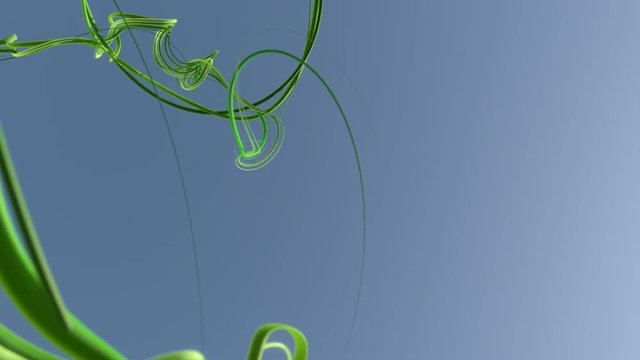 Swirly lines. Colorful glossy swirls flying through the air. Seamless loop