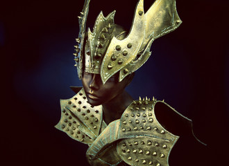 Mannequin in armour head wear with spikes