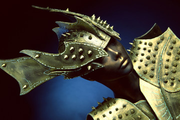 Mannequin in armour head wear with spikes