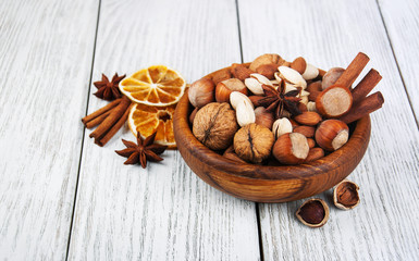 Fototapeta na wymiar different types of nuts