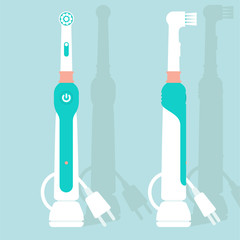Electric Toothbrush. Vector Illustration of an Electric Toothbrush. Front and Side view