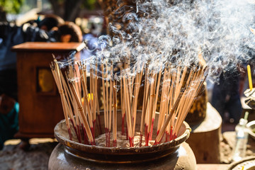 Incense smoke back drop with soft light
