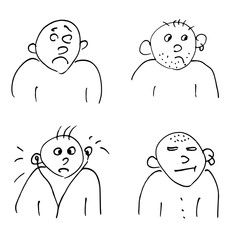 Hand-drawn doodle faces of men of different styles