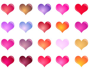 Colorful shiny hearts collection
