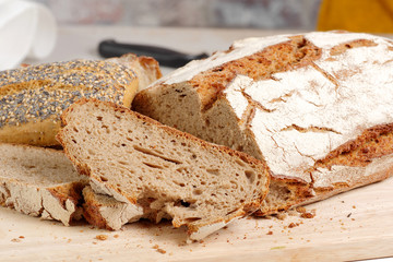 Traditional bread cut into slices