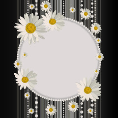 Round frame with daisies