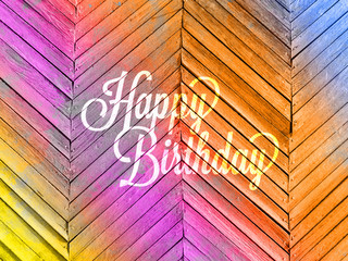 Happy Birthday Colorful Wooden Background