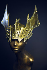 Mannequin in armour head wear with spikes