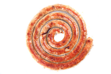 spiral grilled sausage