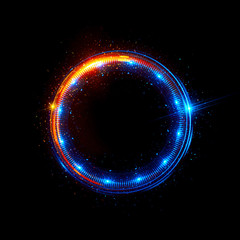 Abstract neon background. luminous swirling. Glowing spiral cover. 
Black elegant. Halo around. Power isolated. Sparks particle. Space tunnel. Glossy jellyfish. LED color ellipse. Glint glitter