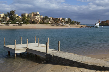Pier in the gulf and resort town. El Gouna. Egypt.