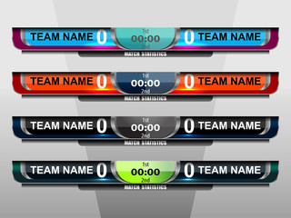 Scoreboard Broadcast Graphic Template for soccer and football, vector illustration