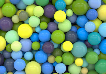Colorful Spheres Background with Reflections and Shadows