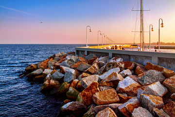 Fototapeta na wymiar Sopot molo pier with lanterns