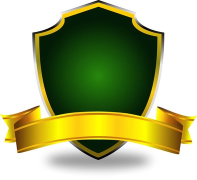 Escudo verde dourado com faixa