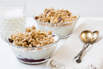 Granola on the bowl.
