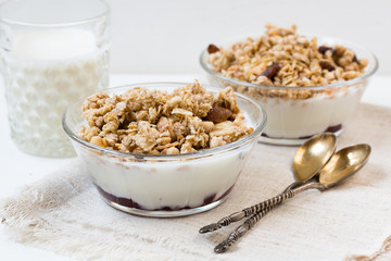 Granola on the bowl.