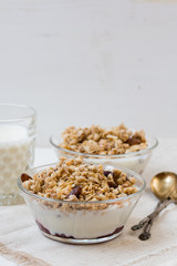 Granola on the bowl.