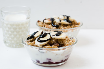 Granola on the bowl.