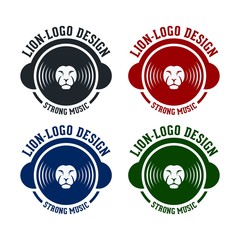 Lion Logo, Head Lion Vinyl Record and Headphones Design