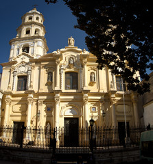 Fototapeta na wymiar Old historic church with bell tower, Buenos Aires