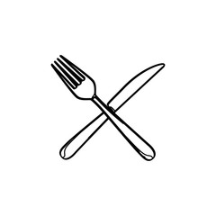 silhouette set cutlery knife and fork kitchen elements vector illustration