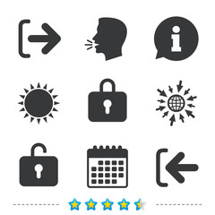 Login and Logout icons. Sign in icon. Locker.