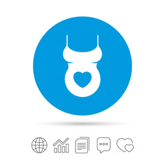 Pregnant woman shirt sign icon. Maternity symbol.
