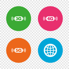 Mobile telecommunications icons. 3G, 4G and 5G.