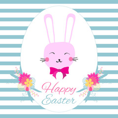 Happy Easter card. Ostern celebration card template.Cute cartoon style. Vector illustration.