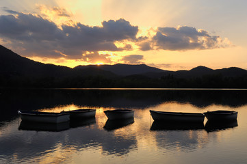 sunset at Banyoles lake,
