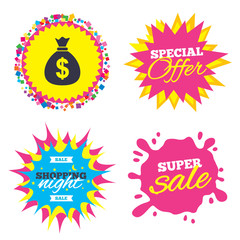 Money bag sign icon. Dollar USD currency.