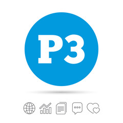 Parking third floor icon. Car parking P3 symbol.
